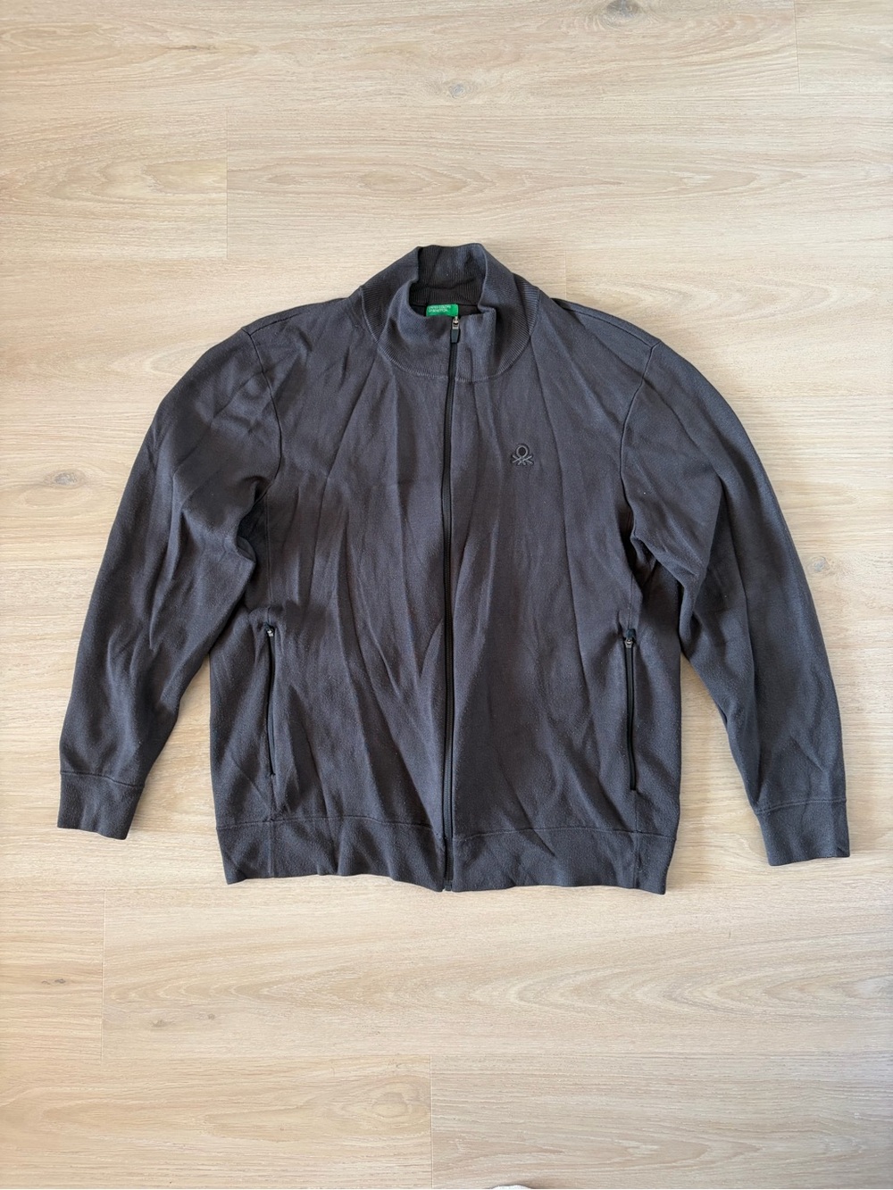 United Colors Of Benetton Men's Charcoal Full-Zip Sweater